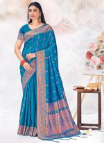 Silk Blue Wedding Wear Weaving Saree